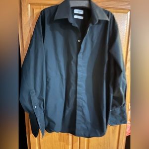 Mens Black Button Down Dress Shirt EUC